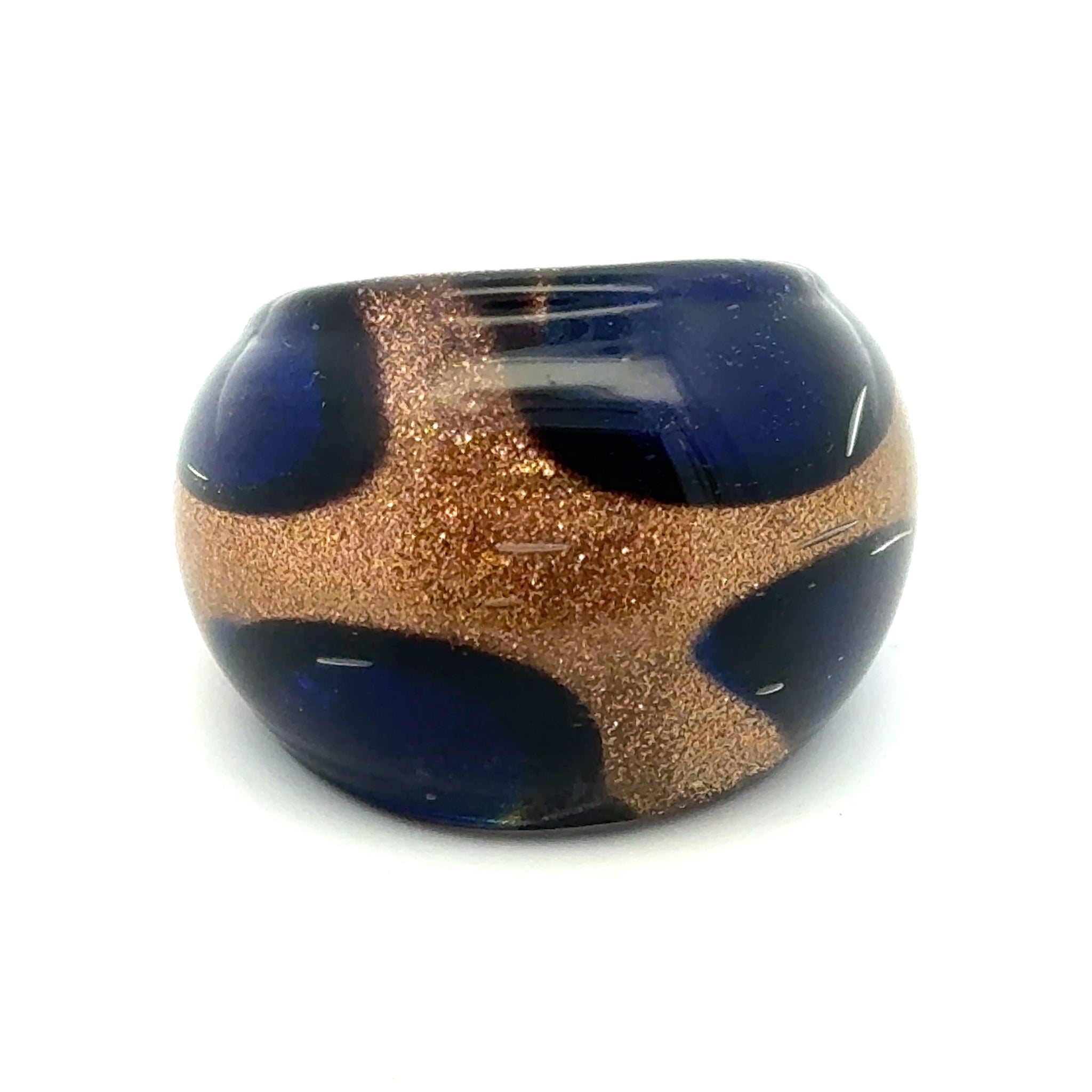 Handmade Glass Acrylic Ring Artistic Navy Bold Golden Infinity Band