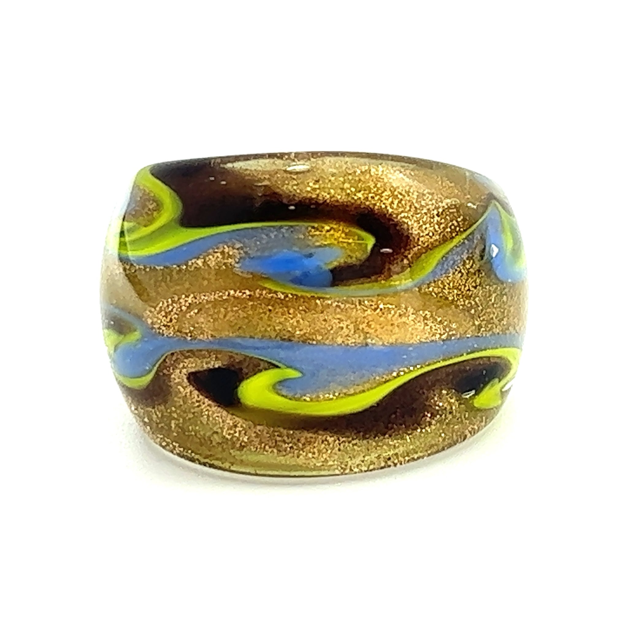 Handmade Glass Acrylic Ring Golden Arabesque's Chromatic Infinity Band