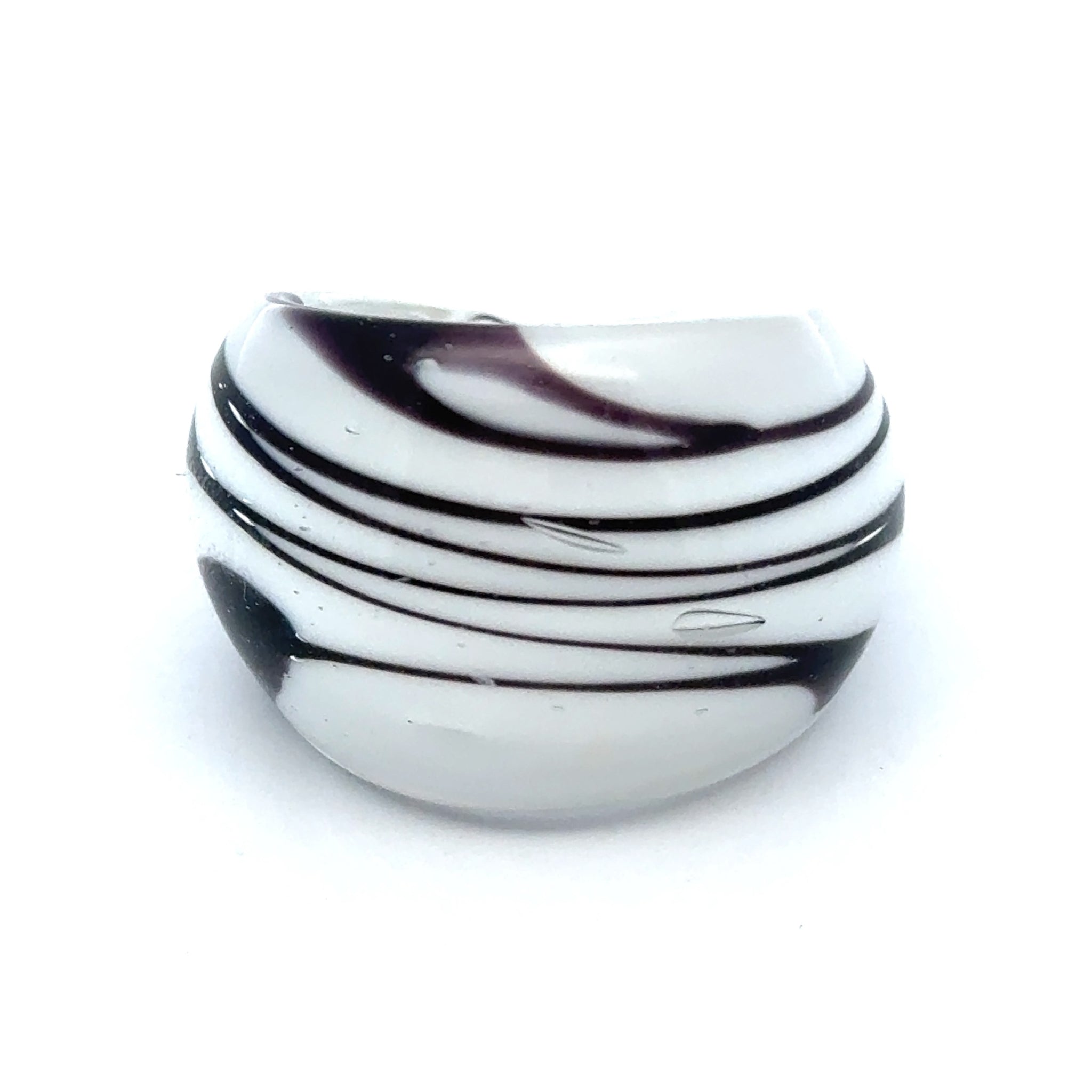 Handmade Glass Acrylic Ring Plum White Harmony Infinity Band