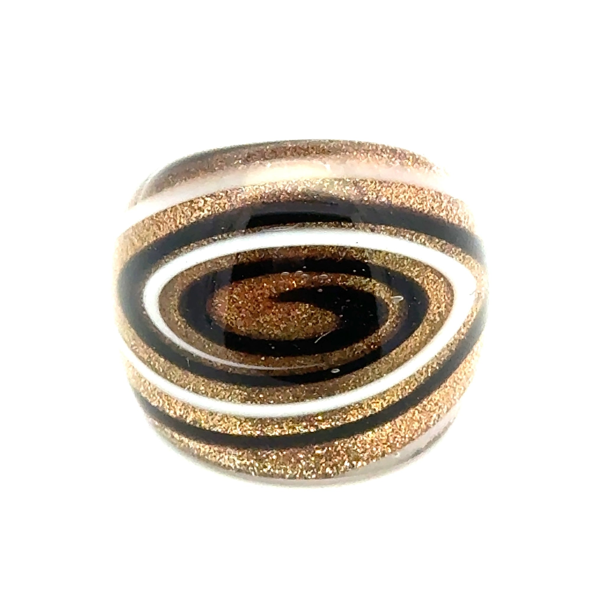 Handmade Glass Acrylic Ring Golden Monochrome Radiance Infinity Band