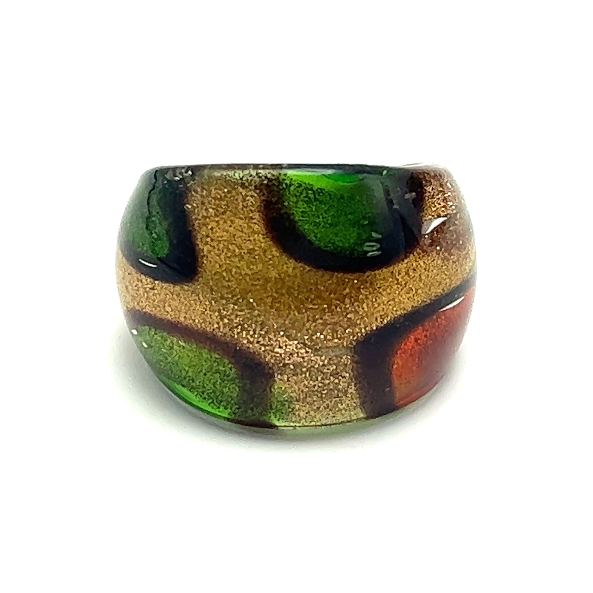 Handmade Glass Acrylic Ring Citrus Golden Foliage Autumn Infinity Band