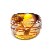 Handmade Glass Acrylic Ring Luster Radiance Amber Silver Infinity Band