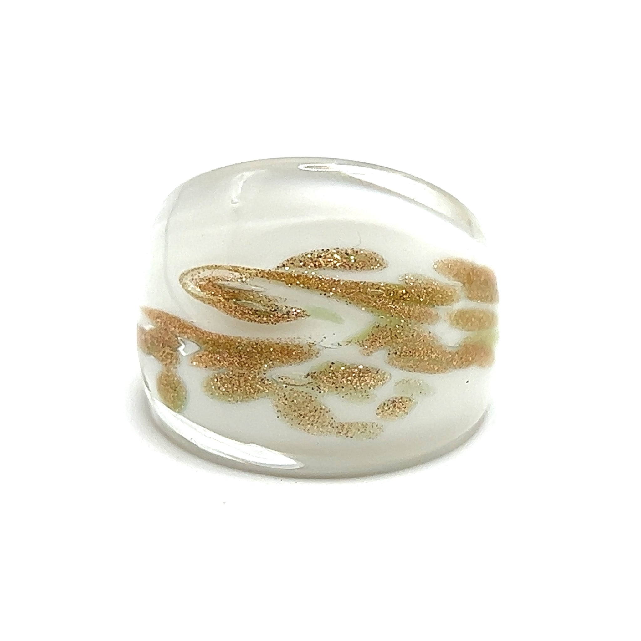 Handmade Glass Acrylic Ring Delightful Gilded Snowfall Infinity Band