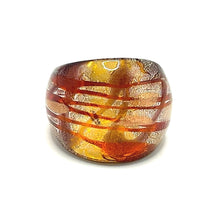 Handmade Glass Acrylic Ring Radiance Amber Luster Silver Infinity Band