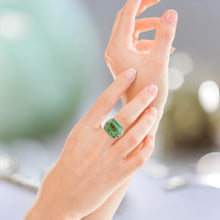 Handmade Glass Acrylic Ring Golden Sparkled Elegance Mint Infinity Band