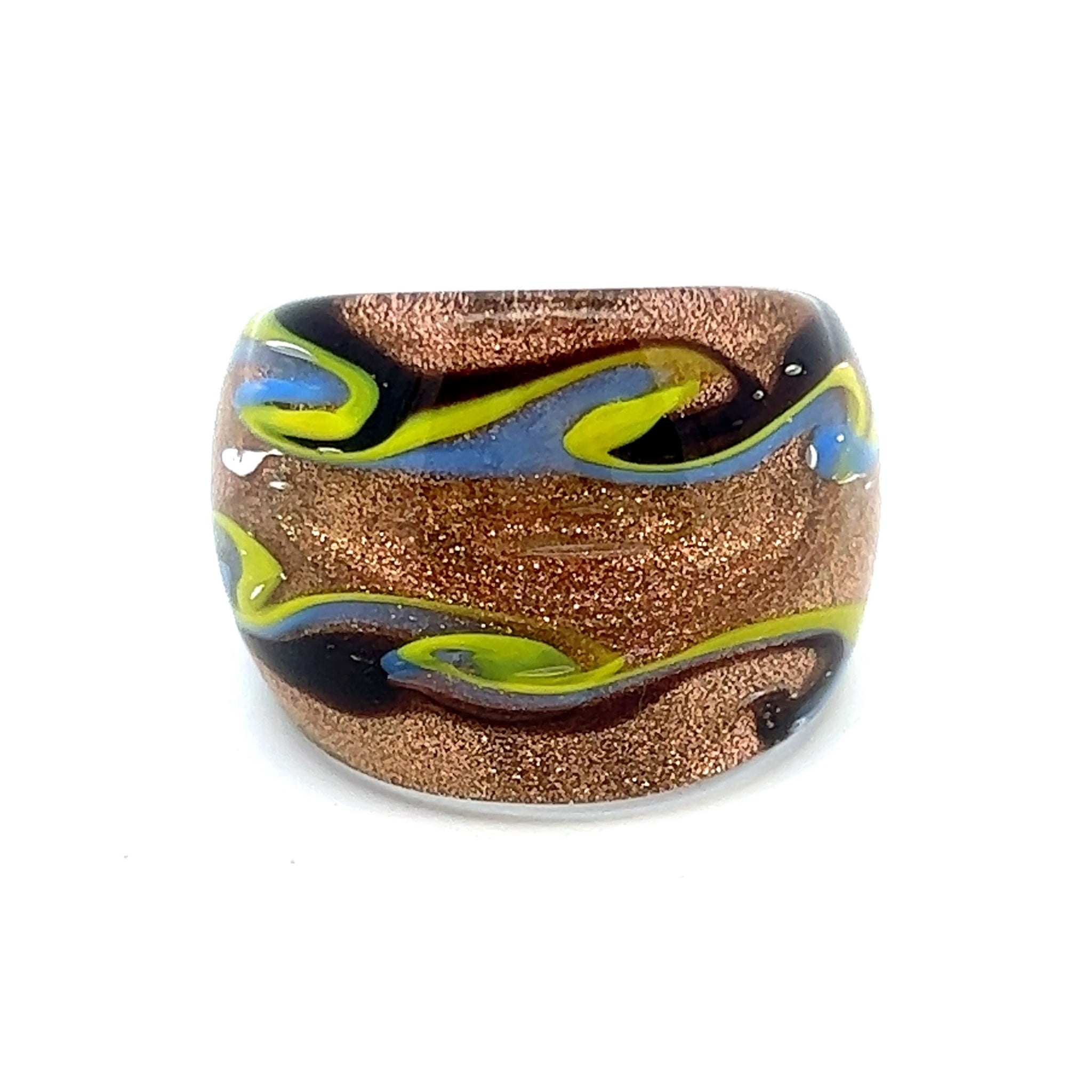 Handmade Glass Acrylic Ring Golden Chromatic's Arabesque Infinity Band