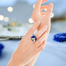 Handmade Glass Acrylic Ring Elegance in Eclipse Infinity Band