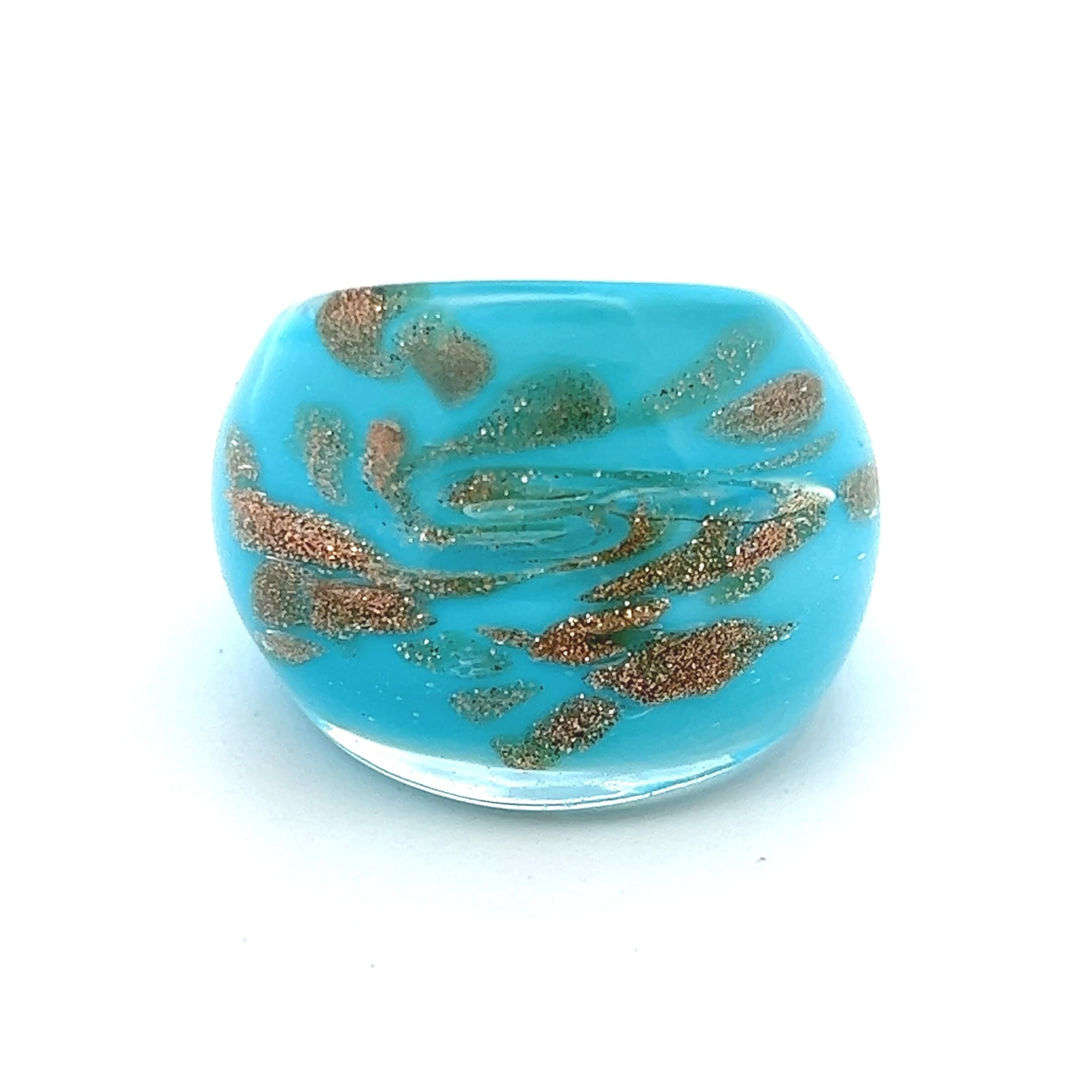 Handmade Glass Acrylic Ring Cerulean Splendor Sparkle Infinity Band