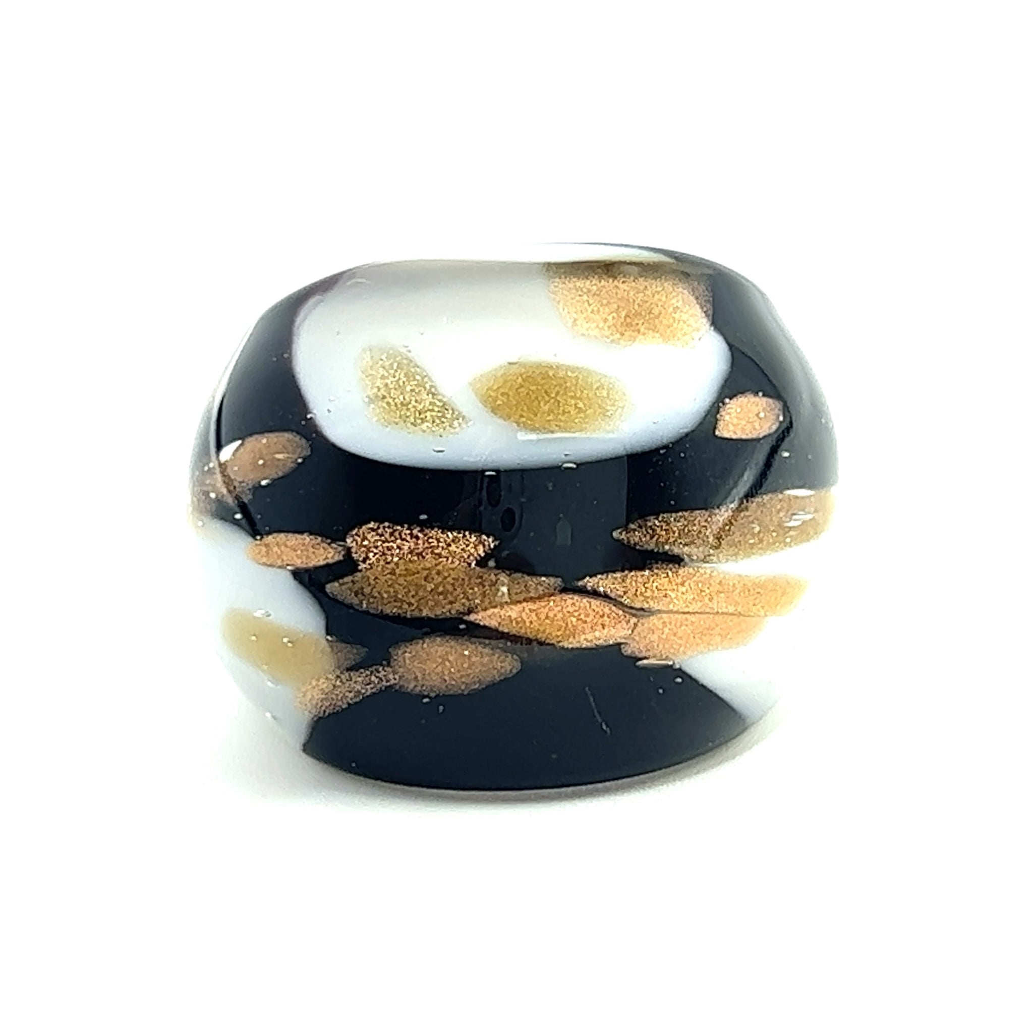 Handmade Glass Acrylic Ring Elegance Gilded Monochrome's Infinity Band