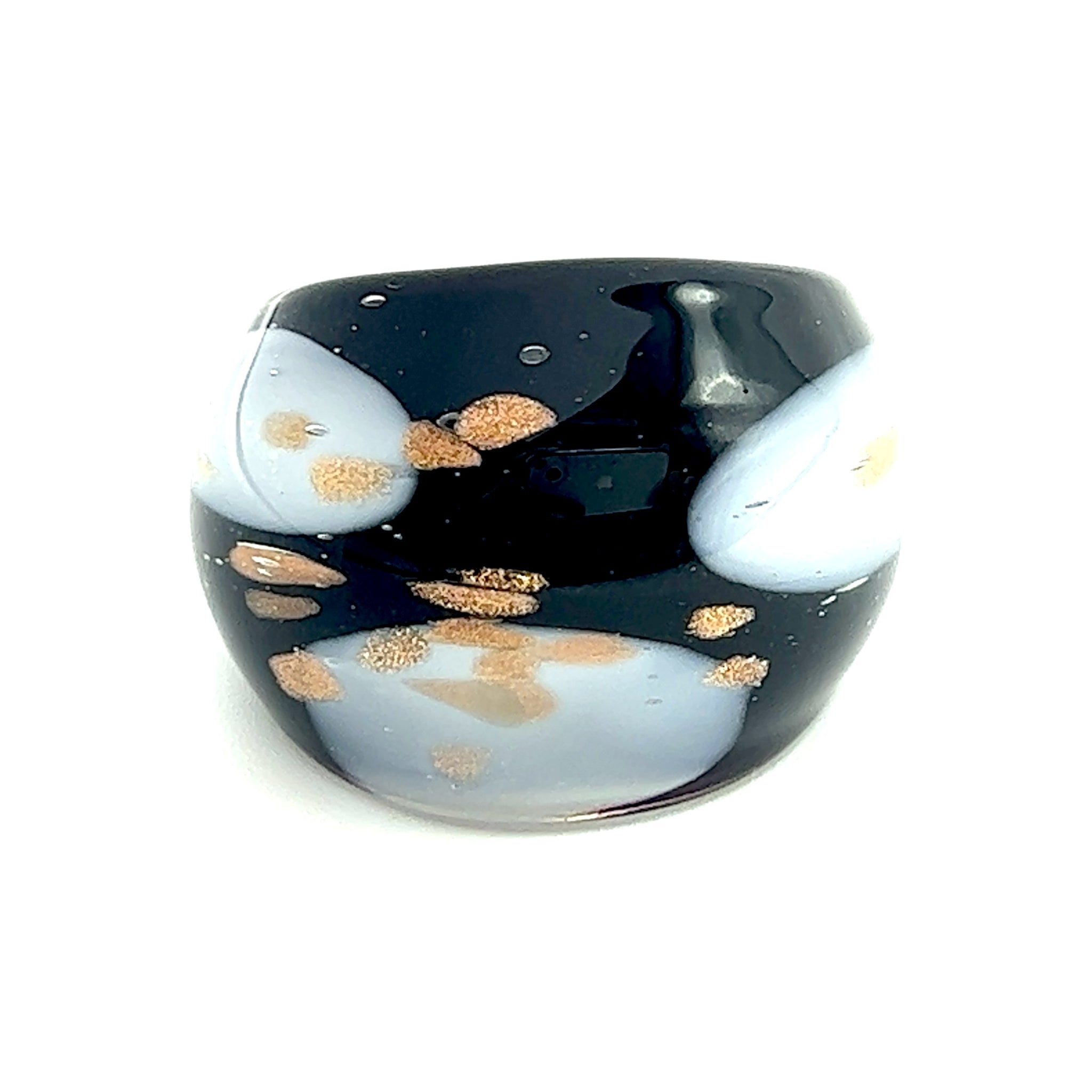 Handmade Glass Acrylic Ring Gilded Monochrome's Elegance's Infinity Band