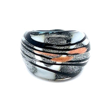 Handmade Glass Acrylic Ring Silver Radiance's Noir Infinity Band