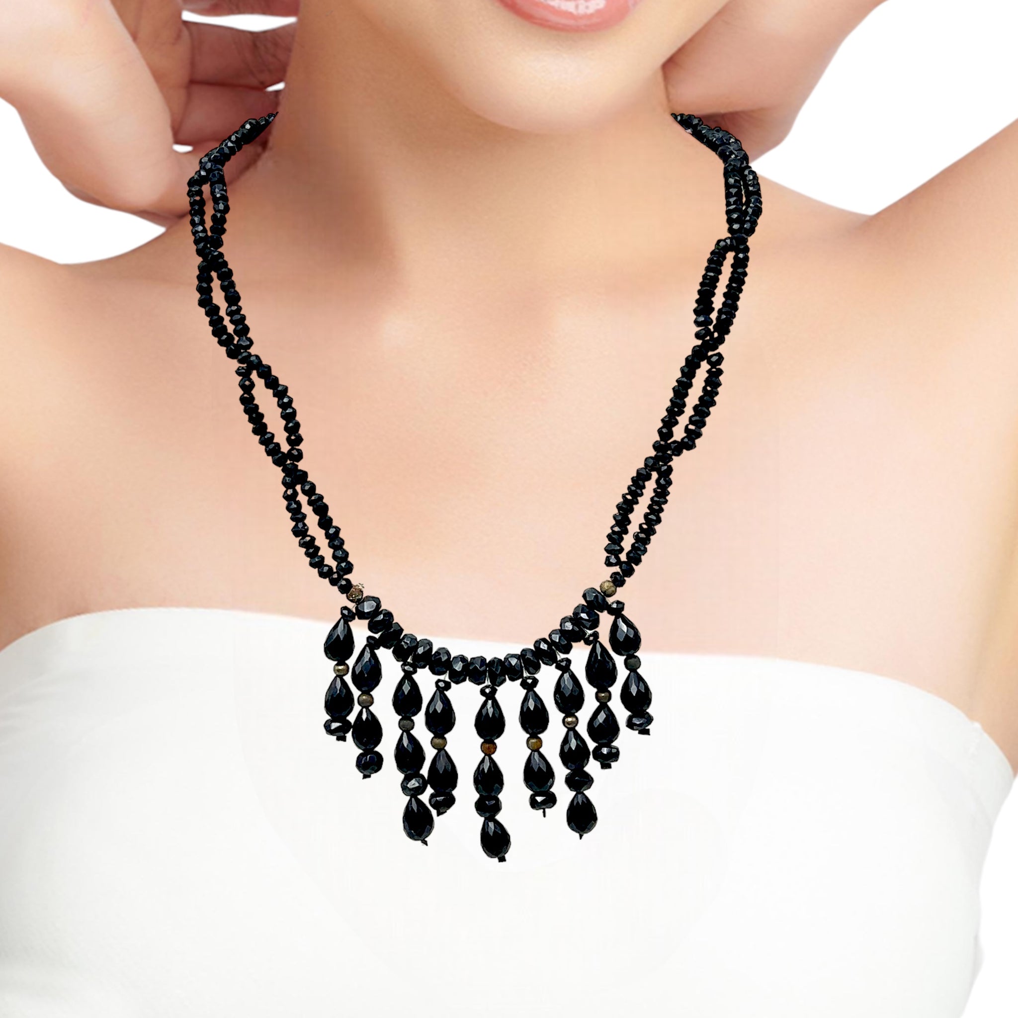 Natural Handmade Necklace 16"-18" Black Pearl Gemstone Beads Jewelry