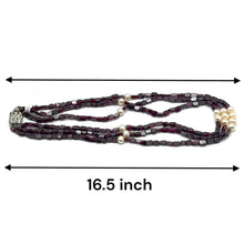 Natural Garnet Chobra 6mm & Pearl Layered Gemstone Necklace