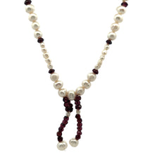 Natural Garnet & Pearl Rondelle Gemstone Crafted Necklace