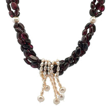 Natural Garnet Mani & Pearl Plain Twisted Gemstone Necklace