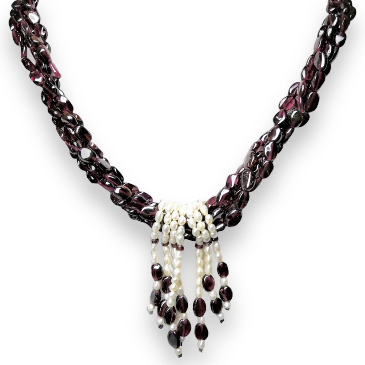 Natural Handmade Necklace 16"-18" Mani Garnet Pearls Gemstone Beads Jewelry