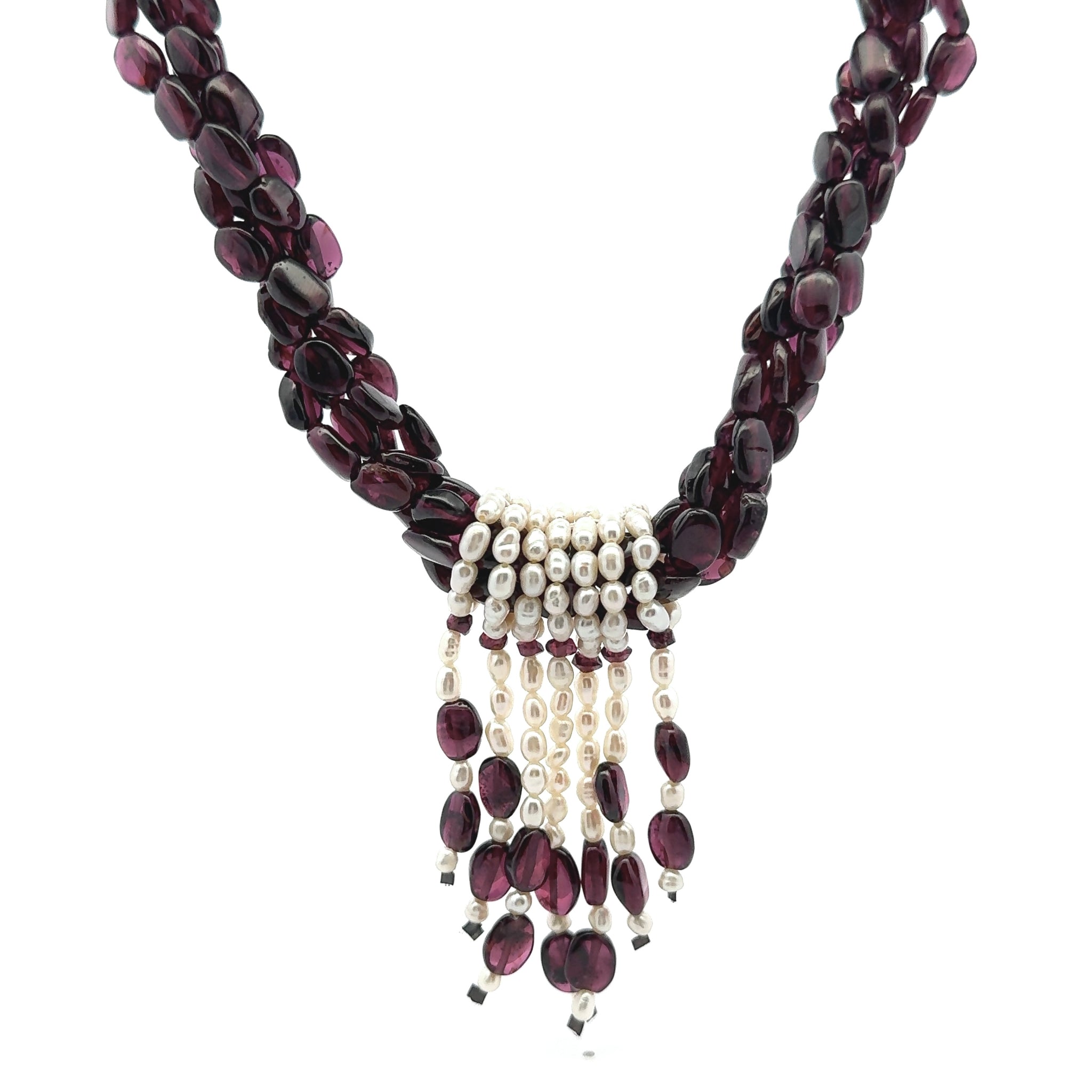 Natural Handmade Tassels Necklace 16"-18" Plain Garnet Pearls Gemstone Beads Jewelry