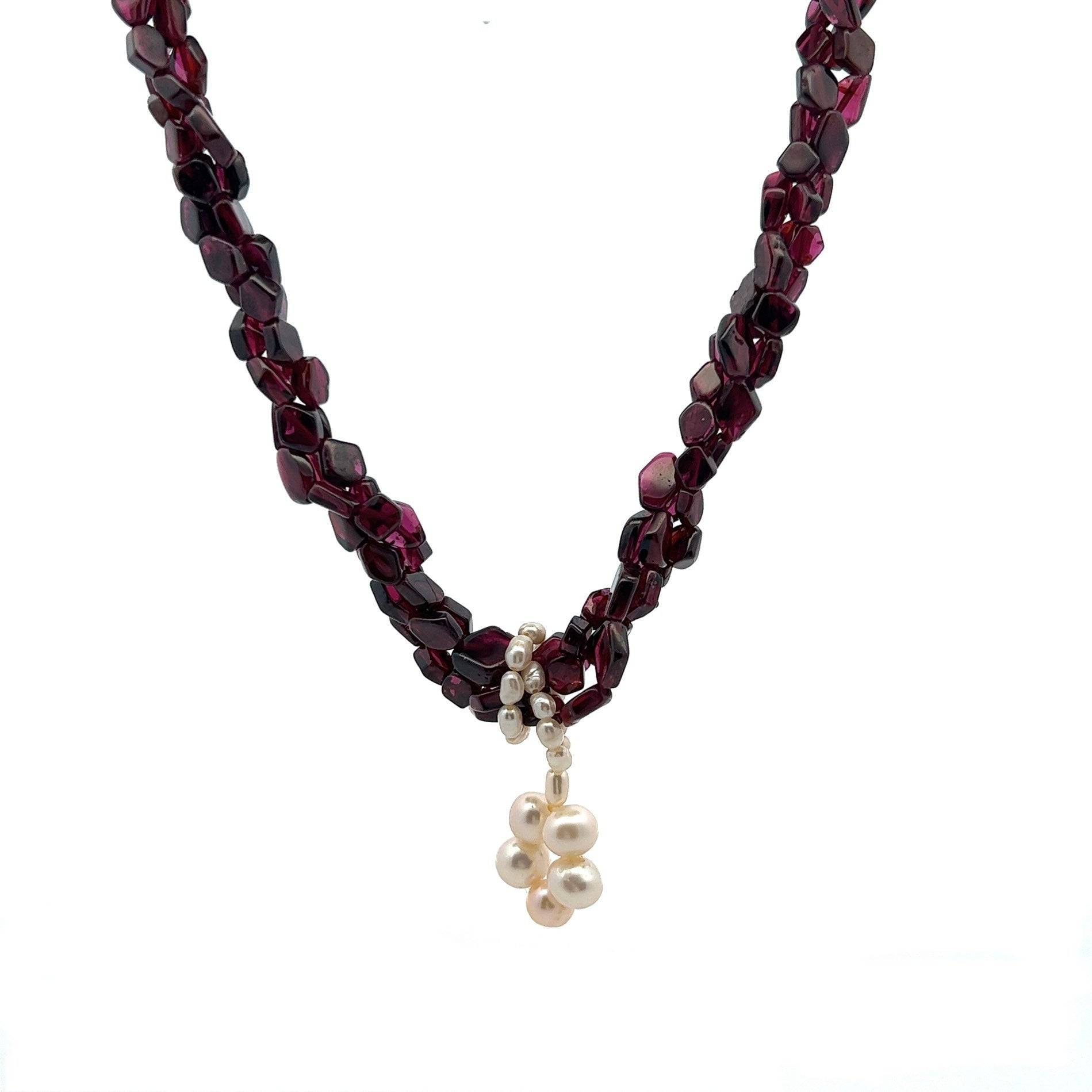 Natural Handmade Necklace 16"-18" Garnet Freshwater Pearls Gemstone Beads Jewelry