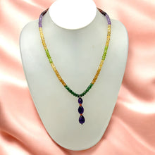 Spessartite Garnet Natural, Peridot, Tsavorite, Citrine, and Amethyst Necklace