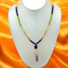 Amethyst Natural, Citrine, and Peridot Gemstone Necklace