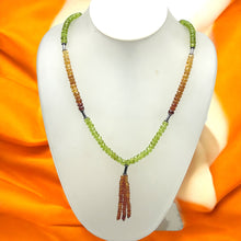 Spessartite Garnet Natural, Citrine, and Peridot Gemstone Necklace