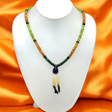 Citrine Natural, Peridot, Amethyst, Spessartite, Tsavorite, and Black Tourmaline Necklace