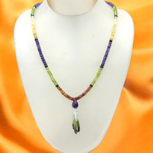 Amethyst Natural, Citrine, Spessartite, Aqua, Peridot, Black, and Green Tourmaline Necklace