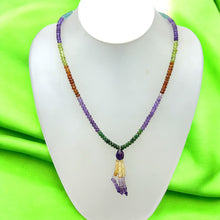 Amethyst Natural, Tsavorite, Peridot, Citrine, Spessartite, and Aqua Necklace