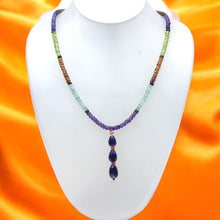 Spessartite Garnet Natural, Aquamarine, Amethyst, and Peridot Necklace