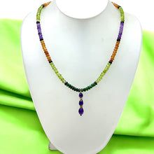 Spessartite Natural, Blue Tourmaline, Peridot, Amethyst, and Tsavorite Necklace