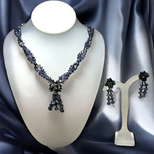 Natural Iolite Rondelle Briolette Cut Beads Semiprecious Necklace Earring Set