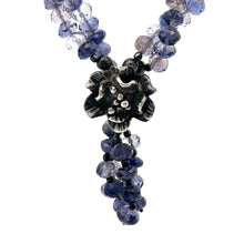 Natural Iolite Rondelle Briolette Cut Beads Semiprecious Necklace Earring Set