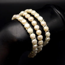 Freshwater Pearl Cool White Button Shape Bracelet Symbol of Purity Classic Beauty and Heart Soothing Pearl Energy
