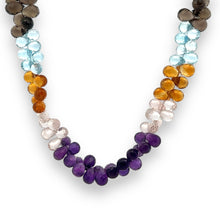 Natural Handmade Necklace Citrine, Amethyst, Blue Topaz, Rose Quartz and Smoky Quartz Gemstone Faceted Dew Drop Jewelry