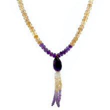 Peridot Natural, Citrine, and Amethyst Gemstone Necklace