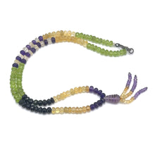 Peridot Natural, Citrine, Black Tourmaline, and Amethyst Necklace