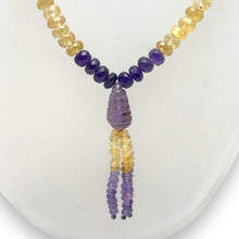 Peridot Natural, Citrine, Black Tourmaline, and Amethyst Necklace