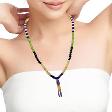 Peridot Natural, Citrine, Black Tourmaline, and Amethyst Necklace