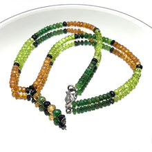 Peridot Natural, Black Tourmaline, Spessartite, and Tsavorite Necklace