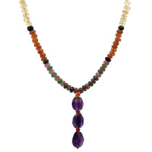 Tanzanite Natural, Spessartite, Black Tourmaline, Aqua, Citrine, Tsavorite, and Amethyst Necklace