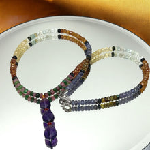 Tanzanite Natural, Spessartite, Black Tourmaline, Aqua, Citrine, Tsavorite, and Amethyst Necklace