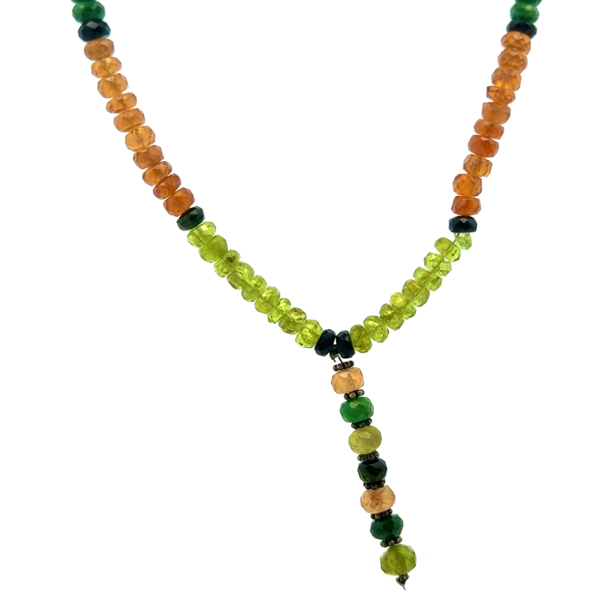 Tsavorite Natural, Spessartite Garnet, Peridot, and Black Tourmaline Necklace