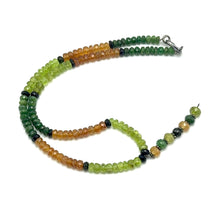 Tsavorite Natural, Spessartite Garnet, Peridot, and Black Tourmaline Necklace