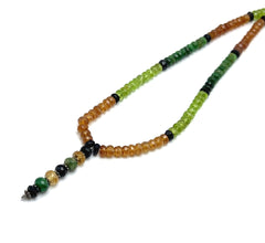 Peridot Natural, Black Tourmaline, Spessartite, and Tsavorite Necklace