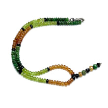 Peridot Natural, Black Tourmaline, Spessartite, and Tsavorite Necklace