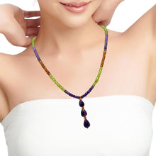 Amethyst Natural, Peridot, and Spessartite Garnet Gemstone Necklace