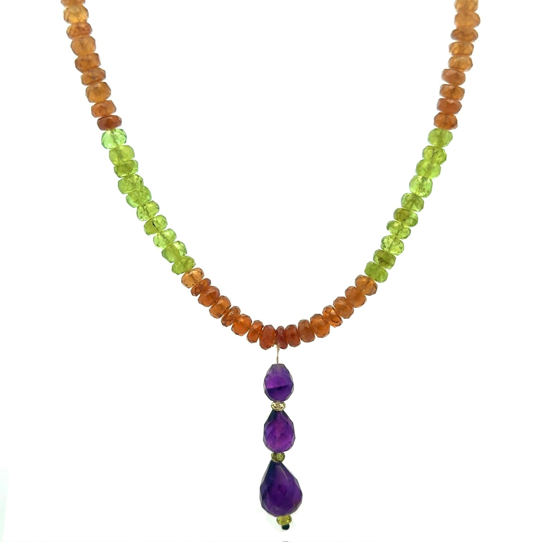 Peridot Natural, Spessartite, Citrine, and Amethyst Necklace