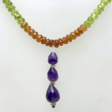 Peridot Natural, Spessartite, Citrine, and Amethyst Necklace