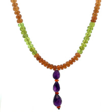 Peridot Natural, Spessartite, Amethyst, and Citrine Necklace