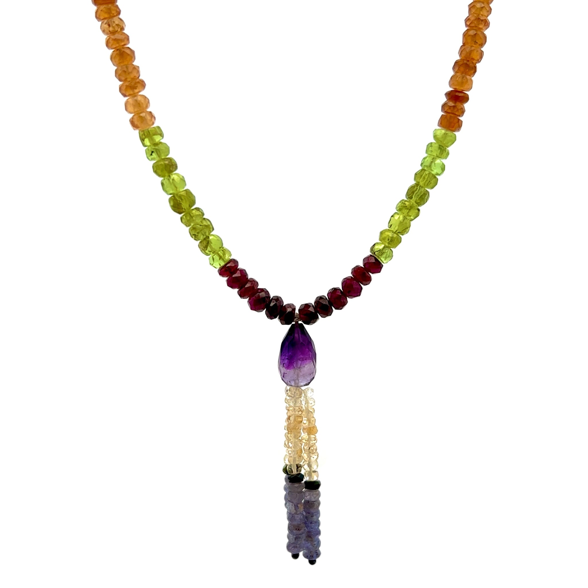 Spessartite Natural, Amethyst, Tanzanite, Citrine, and Peridot Necklace